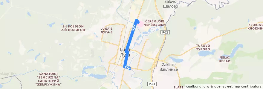 Mapa del recorrido Автобус № 3А: Рынок "Шапито" => ЦРБ de la línea  en Лужское городское поселение.