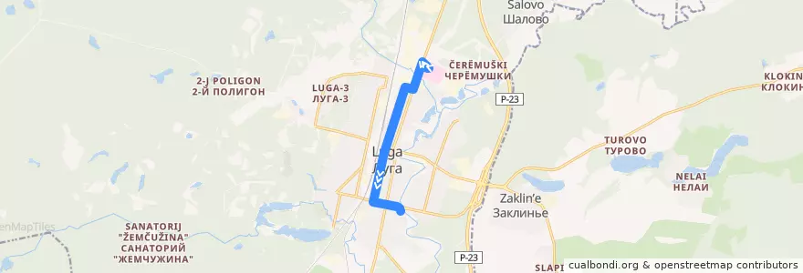 Mapa del recorrido Автобус № 3А: ЦРБ => Рынок "Шапито" de la línea  en Лужское городское поселение.