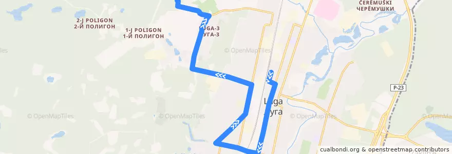 Mapa del recorrido Автобус № 7: автовокзал => ЦАОК, гостиница de la línea  en Лужское городское поселение.
