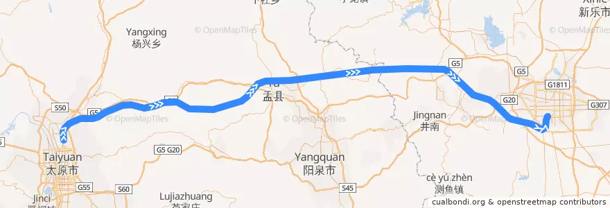 Mapa del recorrido 石太客运专线 de la línea  en China.