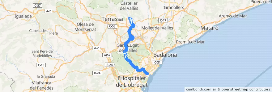 Mapa del recorrido S2: Sabadell - Barcelona de la línea  en Barcelona.