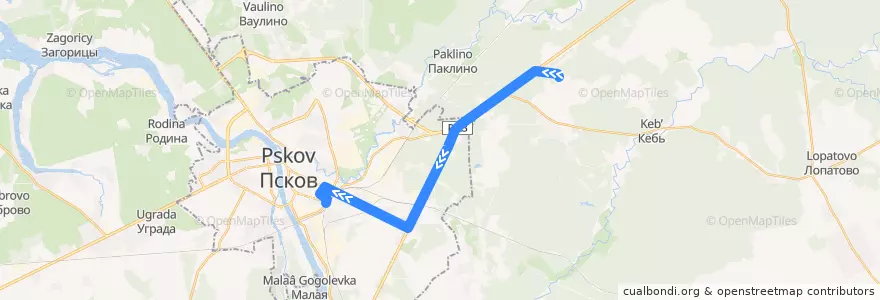 Mapa del recorrido Автобус №9 обратный de la línea  en Псковский район.
