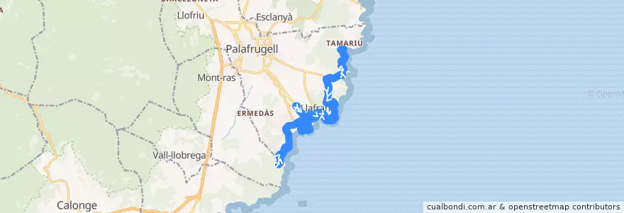 Mapa del recorrido Palafrugell - Tamariu - Llafranc - Calella de la línea  en Niederampurien.