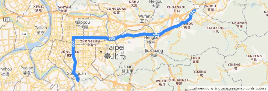 Mapa del recorrido 臺北市 668 汐止-公館 (彺程) de la línea  en New Taipei.