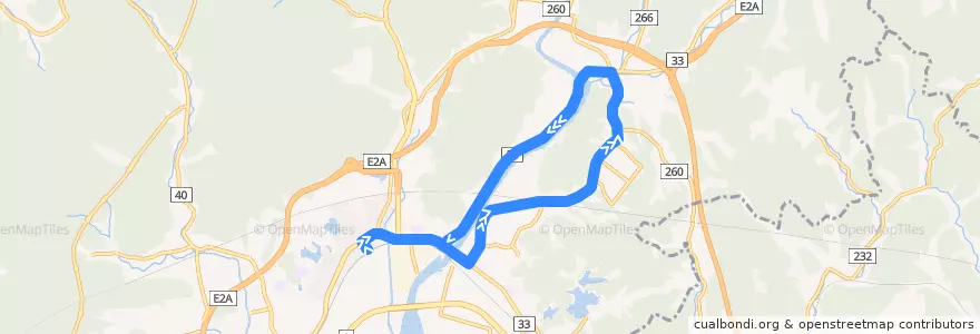Mapa del recorrido 木屋川循環 de la línea  en 下関市.