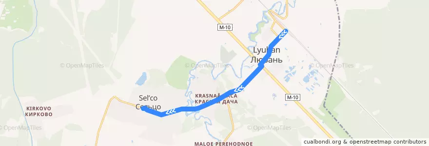 Mapa del recorrido Автобус № 6: Любань => Сельцо de la línea  en Любанское городское поселение.