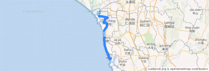 Mapa del recorrido 77-2路(往興達港觀光魚市_往程) de la línea  en 타이완.