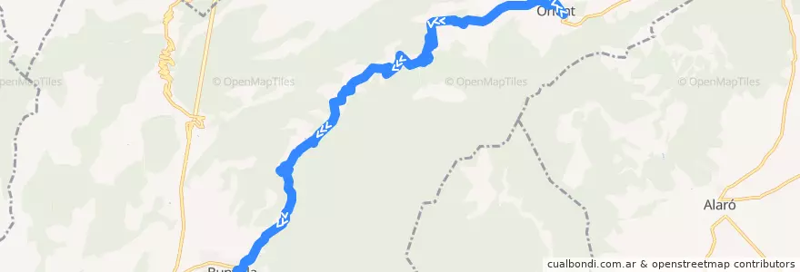 Mapa del recorrido Bus 221: Orient → Bunyola de la línea  en Bunyola.