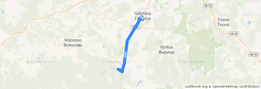 Mapa del recorrido Автобус № 531: Гатчина, Варшавский вокзал => Батово de la línea  en Gatchinsky District.