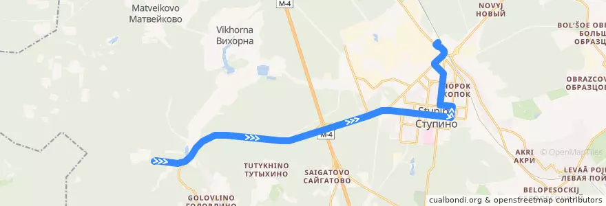 Mapa del recorrido Автобус №52: Головлино - Вокзал de la línea  en городской округ Ступино.