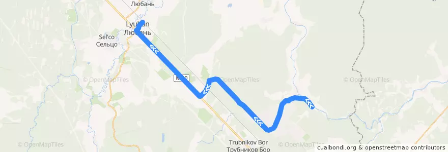 Mapa del recorrido Автобус № 321А: Большая Горка => Любань de la línea  en Трубникоборское сельское поселение.