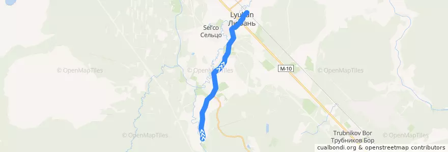 Mapa del recorrido Автобус № 328: Сустье => Любань de la línea  en Любанское городское поселение.