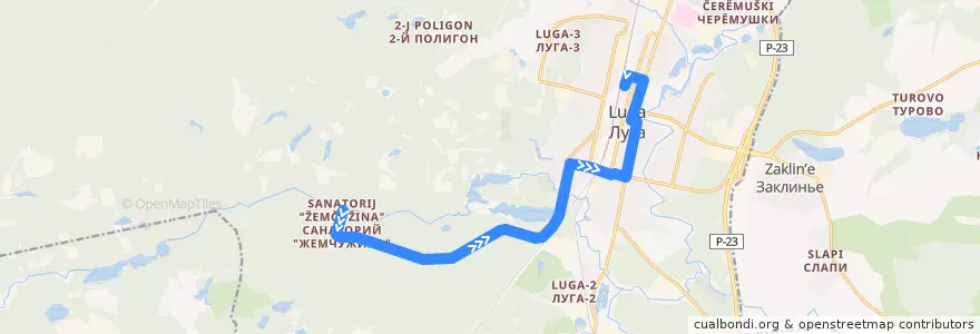 Mapa del recorrido Автобус № 125: санаторий "Жемчужина" => Луга de la línea  en Лужское городское поселение.