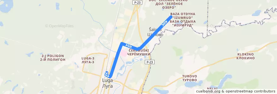 Mapa del recorrido Автобус № 139: Луга => турбаза "Рубин" de la línea  en Лужское городское поселение.