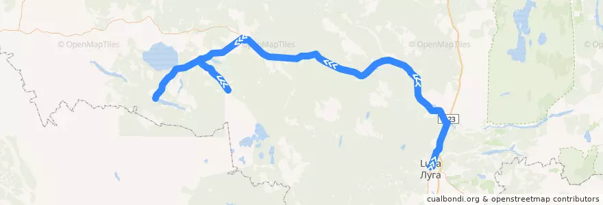 Mapa del recorrido Автобус № 110: Луга => Будилово de la línea  en Лужский район.
