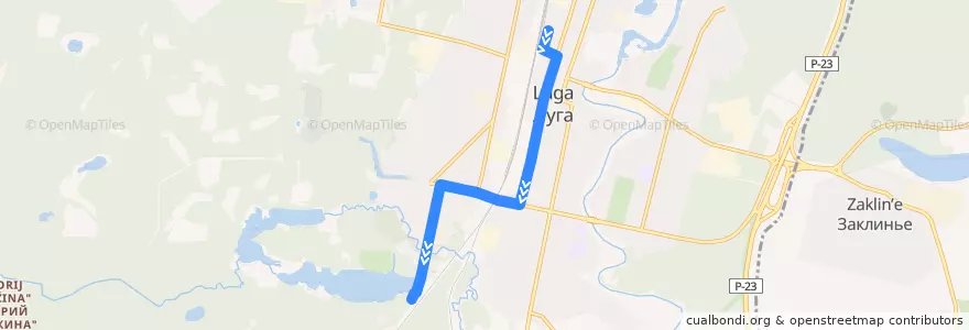 Mapa del recorrido Автобус № 125: Луга => Омчино de la línea  en Лужское городское поселение.