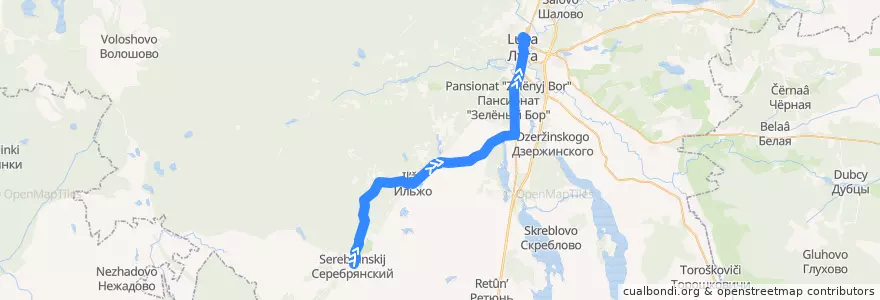 Mapa del recorrido Автобус № 126: Серебрянский => Луга de la línea  en Laukaa District.