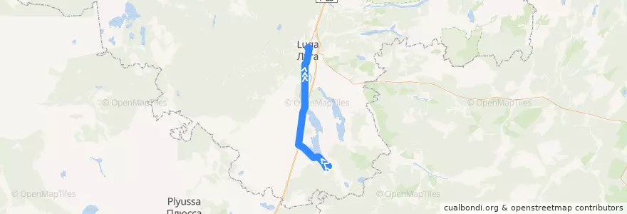 Mapa del recorrido Автобус № 130: Конезерье => Луга de la línea  en Лужский район.