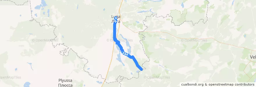 Mapa del recorrido Автобус № 132: Луга => Невежицы de la línea  en Скребловское сельское поселение.
