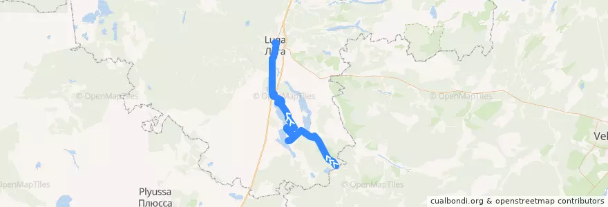 Mapa del recorrido Автобус № 132: Невежицы => Заорешье => Луга de la línea  en Скребловское сельское поселение.