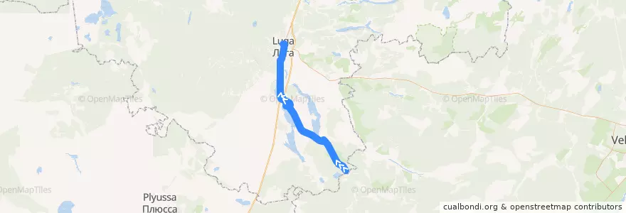 Mapa del recorrido Автобус № 132: Невежицы => Луга de la línea  en Скребловское сельское поселение.