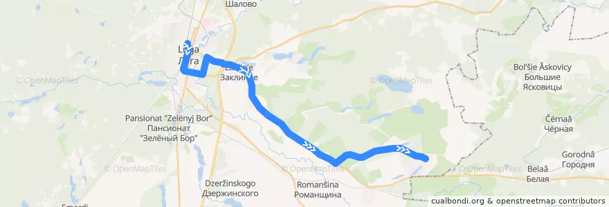 Mapa del recorrido Автобус № 146: Луга => Сырец de la línea  en Лужский район.