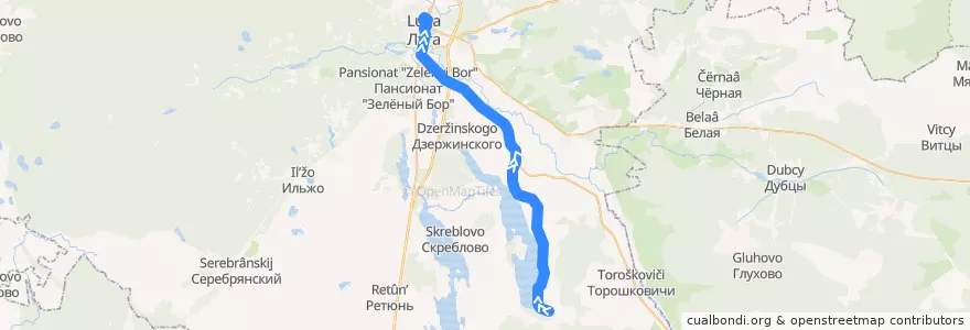 Mapa del recorrido Автобус № 147: Югостицы => Луга de la línea  en Laukaa District.