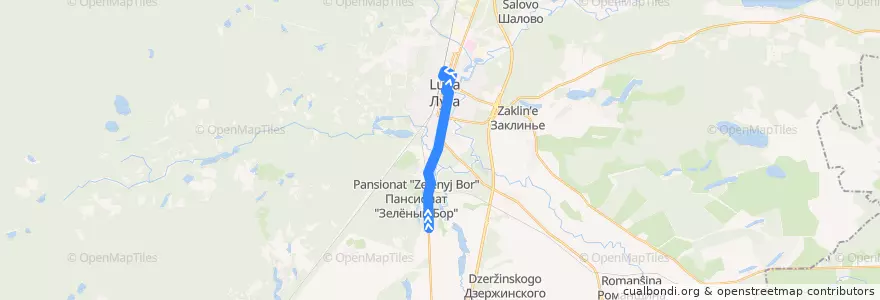 Mapa del recorrido Автобус № 150: Городок => Луга de la línea  en Лужское городское поселение.