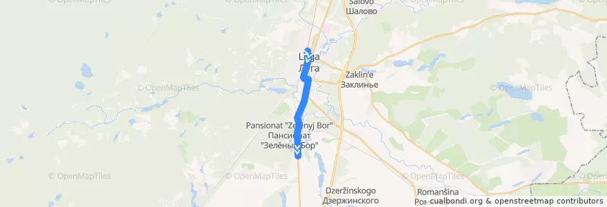 Mapa del recorrido Автобус № 150: Луга => Городок de la línea  en Лужское городское поселение.