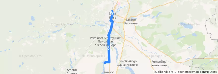 Mapa del recorrido Автобус № 151: Луга => Калгановка de la línea  en Лужское городское поселение.