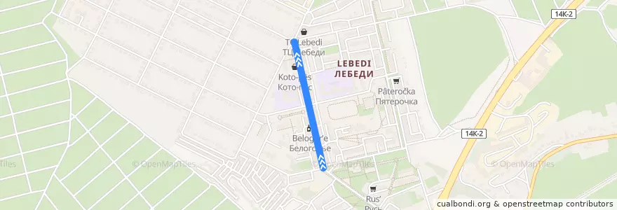 Mapa del recorrido Баня de la línea  en Губкинский городской округ.