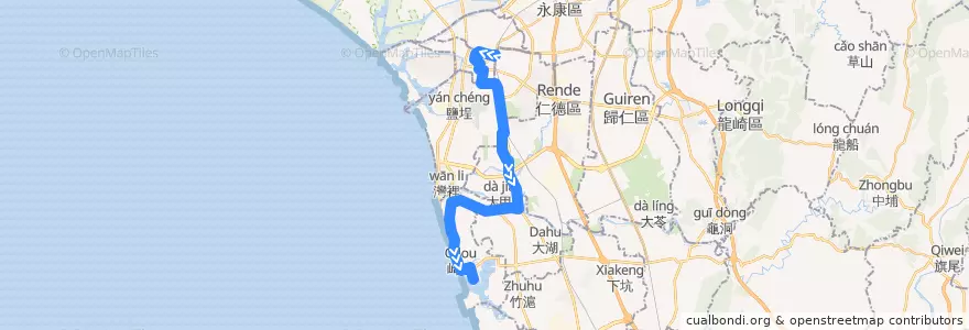 Mapa del recorrido 239路(往茄萣站_返程) de la línea  en Тайвань.
