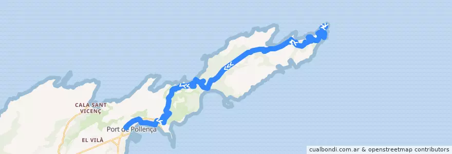 Mapa del recorrido Bus 353: Port de Pollença → Formentor de la línea  en Pollença.