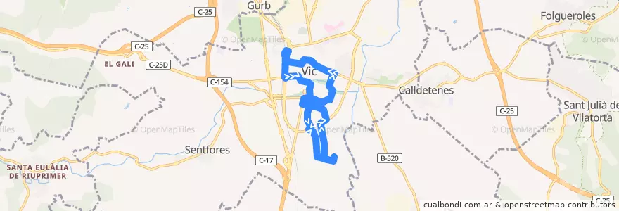 Mapa del recorrido Serra-de-Senferm de la línea  en Vic.