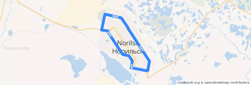 Mapa del recorrido Автобус №1А: Школа №1 - АДЦ - Школа №1 de la línea  en городской округ Норильск.