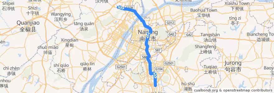Mapa del recorrido 南京地铁3号线 de la línea  en نانجینگ.