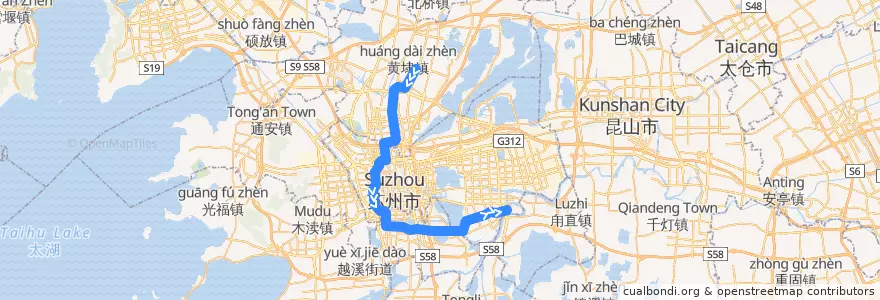 Mapa del recorrido 苏州地铁2号线 de la línea  en سوژو.