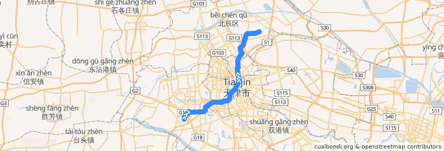 Mapa del recorrido 天津地铁3号线 de la línea  en تيانجين.