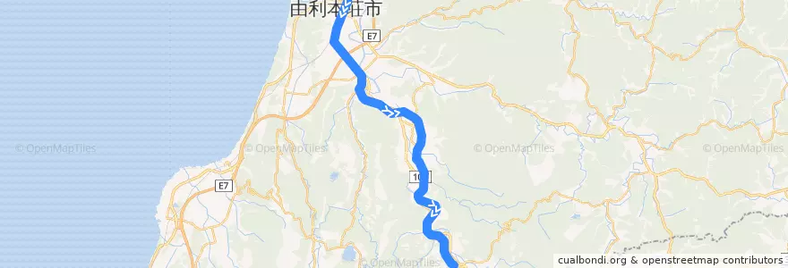 Mapa del recorrido 鳥海山ろく線 de la línea  en 由利本荘市.