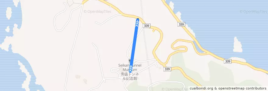 Mapa del recorrido 青函トンネル竜飛斜坑線 de la línea  en 外ヶ浜町.