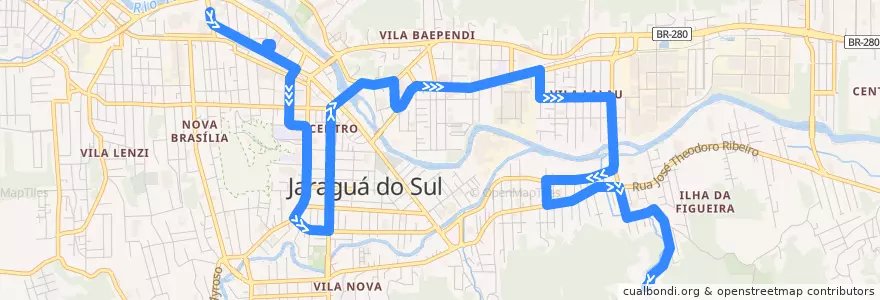 Mapa del recorrido Kolbach - Águas Claras de la línea  en Jaraguá do Sul.