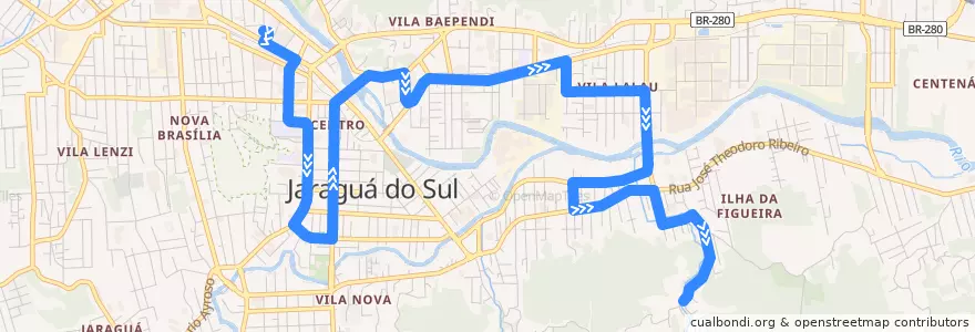 Mapa del recorrido Terminal - Águas Claras de la línea  en Jaraguá do Sul.