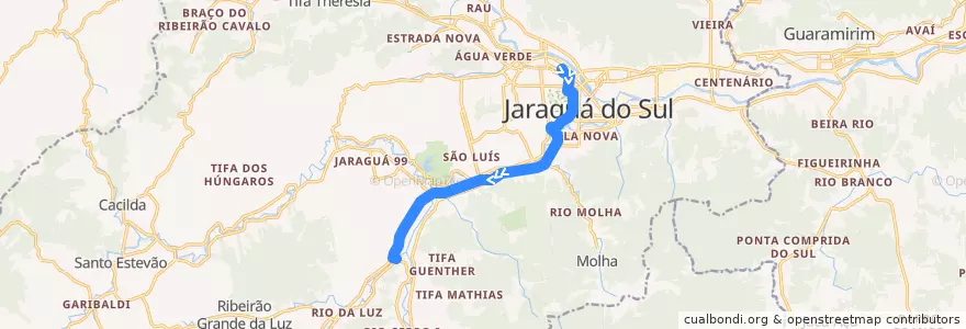 Mapa del recorrido Terminal - ADV de la línea  en Jaraguá do Sul.