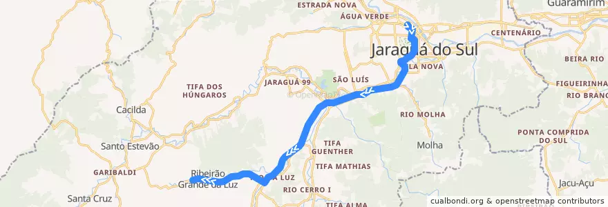 Mapa del recorrido Terminal - Ribeirão Grande da Luz de la línea  en Jaraguá do Sul.
