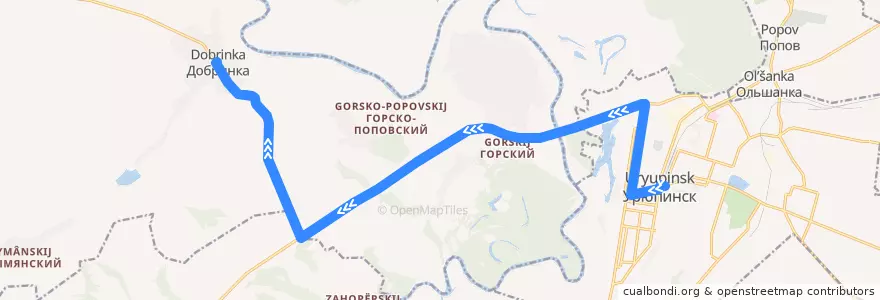 Mapa del recorrido Урюпинск - ст. Добринская de la línea  en Урюпинский район.