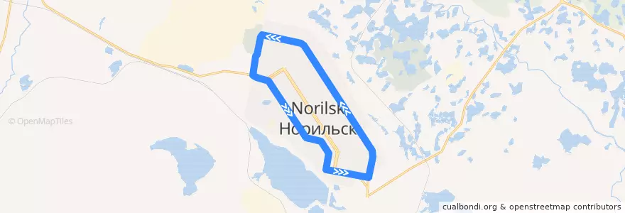 Mapa del recorrido Автобус №1Б: Детская больница - АДЦ - Детская больница de la línea  en городской округ Норильск.