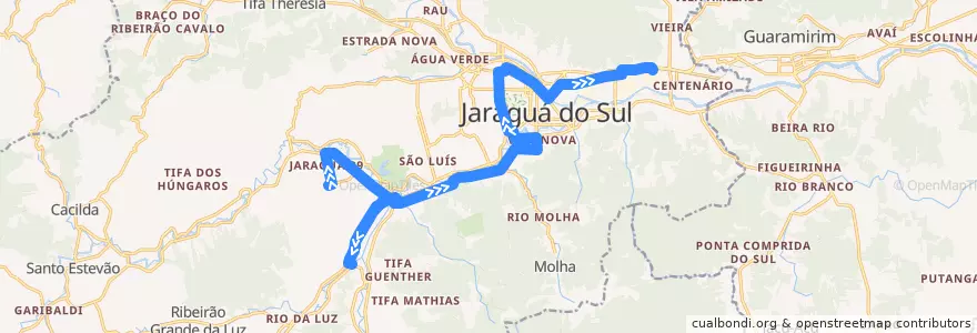 Mapa del recorrido Ouro Verde - WEG II Extensão de la línea  en Jaraguá do Sul.