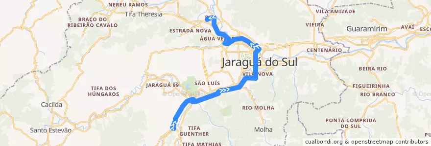 Mapa del recorrido ADV - Cohab de la línea  en Jaraguá do Sul.