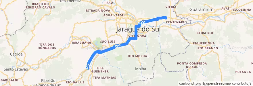 Mapa del recorrido ADV - WEG II Extensão de la línea  en Jaraguá do Sul.