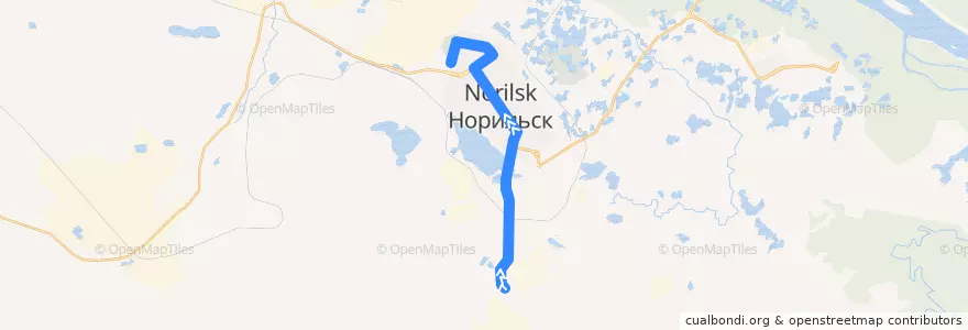 Mapa del recorrido Автобус №2: АБК НПОПАТ - АДЦ de la línea  en городской округ Норильск.